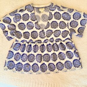 Maeve Purple and White Floral Blouse